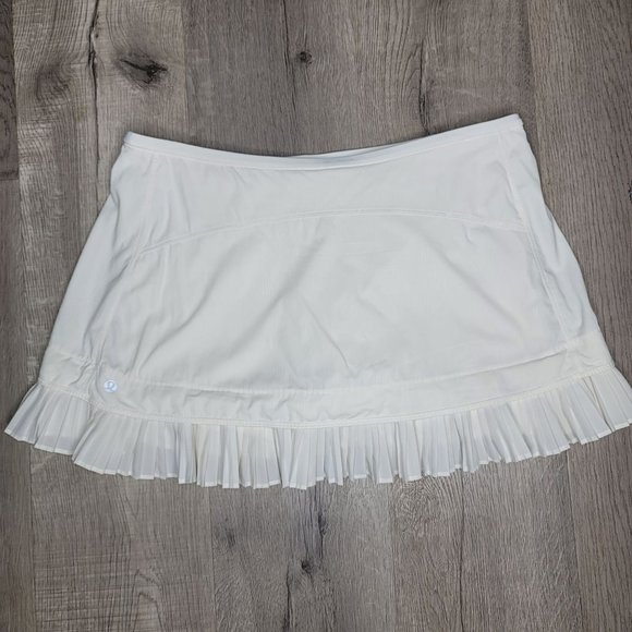 Lululemon City Sky Run By Skirt White size 10 pockets ruffle tennis skirt - Picture 9 of 9